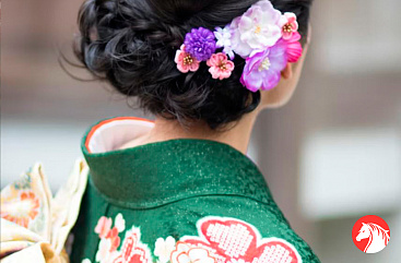 Примерка кимоно с укладкой волос в Киото